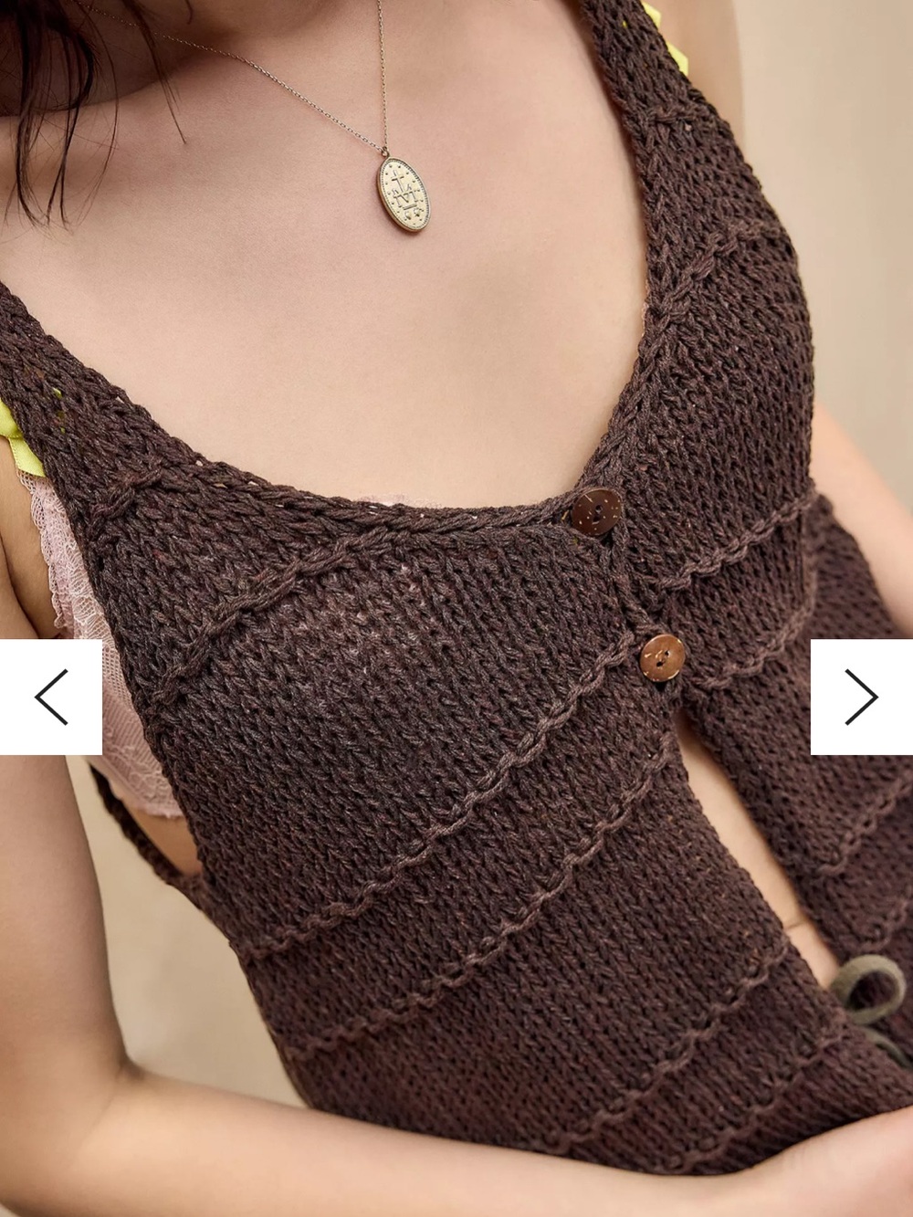 Urban Outfitters Brown Knit Button Tank Top